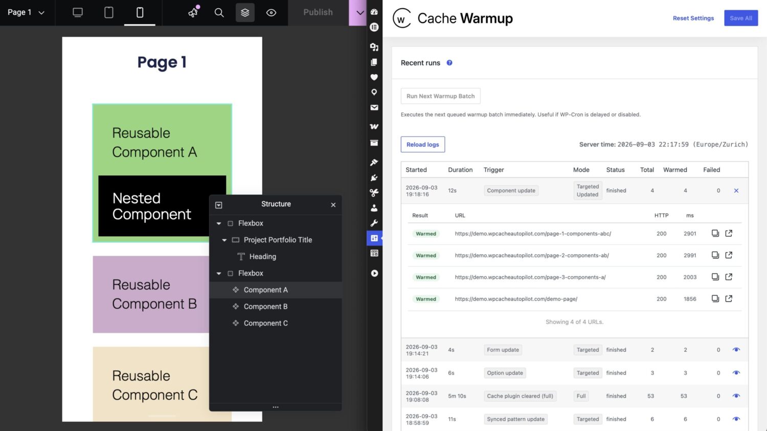 Cache Autopilot – Elementor integration screenshot